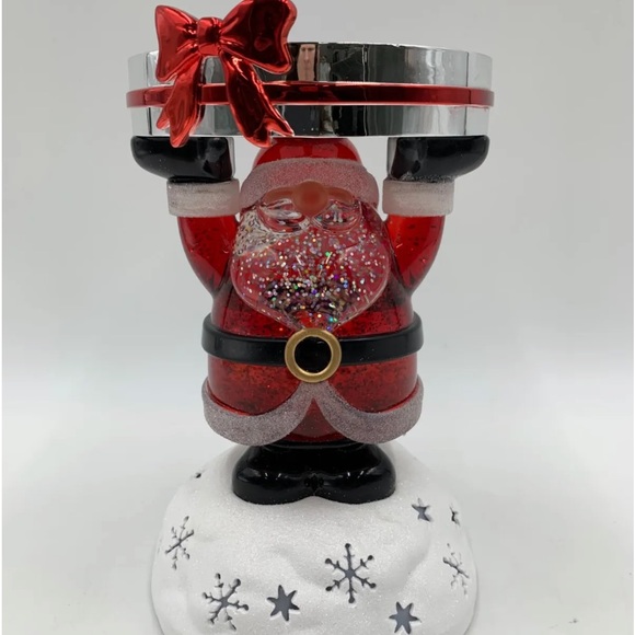 NWT Bath & Body Works Santa Pedestal Water Globe 3 Wick Candle Holder 8.5” - Picture 3 of 9